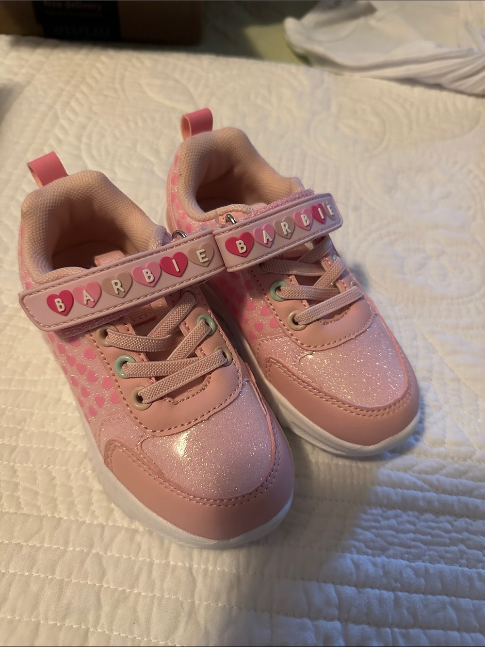 Barbie Pink Glitter Hook-and-Loop Kids Sneakers